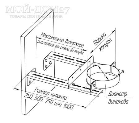 Стеновой хомут 210 мм | Мой-Дом27 Стеновой хомут 210 мм | Мой-Дом27 | Используется для крепления дымохода в вертикальной плоскости.