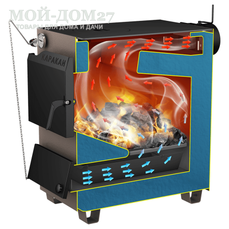 Твердотопливный котел КАРАКАН 16 ТПЭ-3 | Мой-Дом27 Твердотопливный котел КАРАКАН 16 ТПЭ-3 | Мой-Дом27 | Мощность 16 кВт (отапливаемая площадь до 160 м2)<br>
Котёл предназначен для работы на твёрдом топливе, имеет варочную плиту, с резьбовым фланцем для установки блока ТЭНов, рабочее давление в котле 3 кгс/см2.
