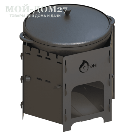 Печь под казан и мангал Казан-Мангал Лайт | Мой-Дом27 | Печь-казан-мангал ЛАЙТ применяется в трёх вариантах:<br>
 - как печь под казан, для приготовления пищи в казане ёмкостью 6-8 л;<br>
 - как мангал, для приготовления шашлыков;<br>
- как печь с варочной поверхностью, для приготовления пищи в обычной посуде.