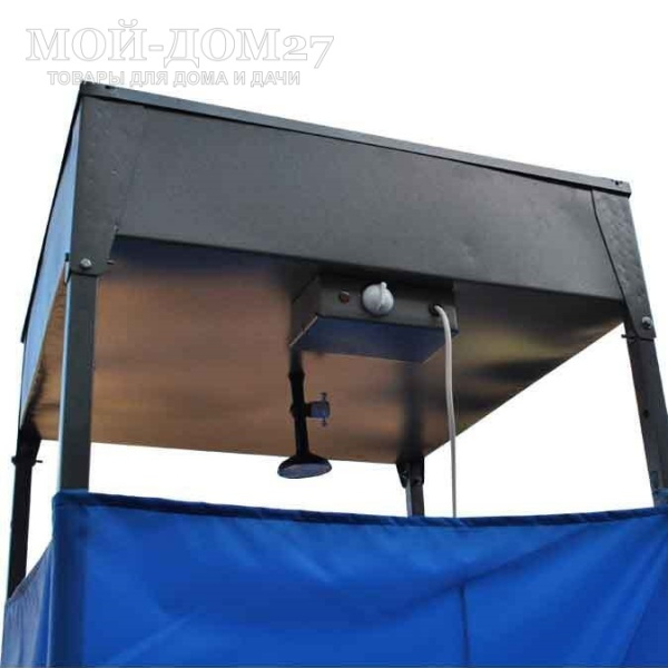 Дачный душ (Бак 128 л. с подогревом) | Мой-Дом27 Дачный душ (Бак 128 л. с подогревом) | Мой-Дом27 | Емкость бака с подогревом: 128 л<br>
 В комплекте: шторка из водоотталкивающего материала, пластиковый поддон 50*50 см, пластиковая душ. лейка<br>
 <b>Поставляется в разобранном виде<br>
 </b>Размер коробки – 82*82*30 см, размер упаковки со стойками – 230*6*6 см<br>