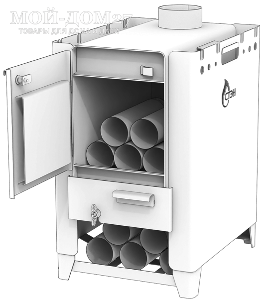 Печь отопительная Смуглянка-4 | Мой-Дом27 | Воздухогрейные печи «СМУГЛЯНКА» предназначены для отопления стационарных и передвижных объектов в походных условиях: блиндажей, палаток, кунгов, а также небольших домов.
Печи комплектуются съёмным разборным дымоходом.
На печах «СМУГЛЯНКА» можно готовить и разогревать пищу.