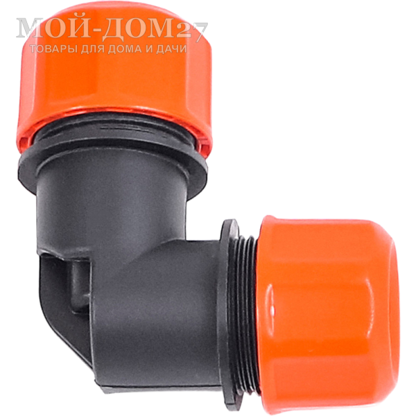 Уголок цанговый ЖУК 1/2" | Мой-Дом27 | <b>Материал:</b> пластик <br>
 <b>Диаметр:</b> шланг 1/2 <br>
 <b>Применение: </b>для разветвления шлангов диаметром 1/2-1/2<br>