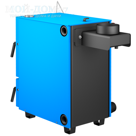 Твердотопливный котел КОБАЛЬТ 15 | Мой-Дом27 | Мощность 15 кВт (отапливаемая площадь до 150 м2)<br>
Котёл предназначен для работы на твёрдом топливе, с резьбовым фланцем для установки блока ТЭНов, рабочее давление в котле 3 кгс/см2.