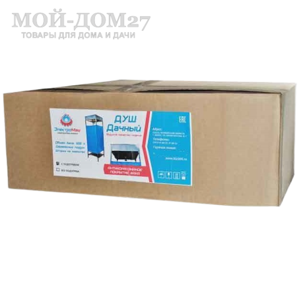 Бак для душа 128 литров с подогревом и крышкой | Мой-Дом27 | Емкость металлического бака – 128 л.<br>
 В комплекте: ТЭН 2 кВт с терморегулятором, пластиковая лейка, крышка<br>
 Размер в коробке - 820*820*300 мм<br>
