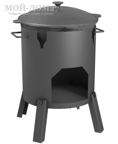 Печь под казан КАЗАНКА-370 | Мой-Дом27 | Простая и надежная переносная печь для приготовления пищи в казане. Может использоваться как уличный очаг. Конструкция печи - разборная, из листовой стали толщиной 3 мм. Ёмкость используемых казанов: 4-6 литров. Казан в комплектацию не входит.