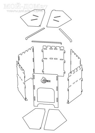 Печь под казан и мангал Казан-Мангал Лайт | Мой-Дом27 | Печь-казан-мангал ЛАЙТ применяется в трёх вариантах:<br>
 - как печь под казан, для приготовления пищи в казане ёмкостью 6-8 л;<br>
 - как мангал, для приготовления шашлыков;<br>
- как печь с варочной поверхностью, для приготовления пищи в обычной посуде.