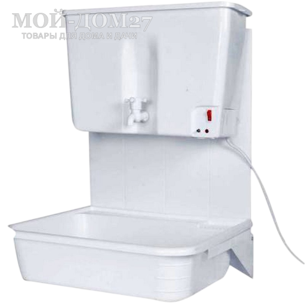 Умывальник ЭВБО-17 навесной с пласт. мойкой и подогревом | Мой-Дом27 | Электроводонагреватель - 17 литров
Раковина: 410 x 495 x 140 мм
Кронштейн для крепления раковины: 2 шт.