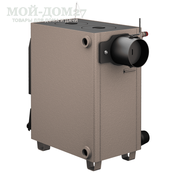 Твердотопливный котел КАРАКАН 14 ТПЭ-3 | Мой-Дом27 | Мощность 14 кВт (отапливаемая площадь до 140 м2)<br>
Котёл предназначен для работы на твёрдом топливе, имеет варочную плиту, с резьбовым фланцем для установки блока ТЭНов, рабочее давление в котле 3 кгс/см2.