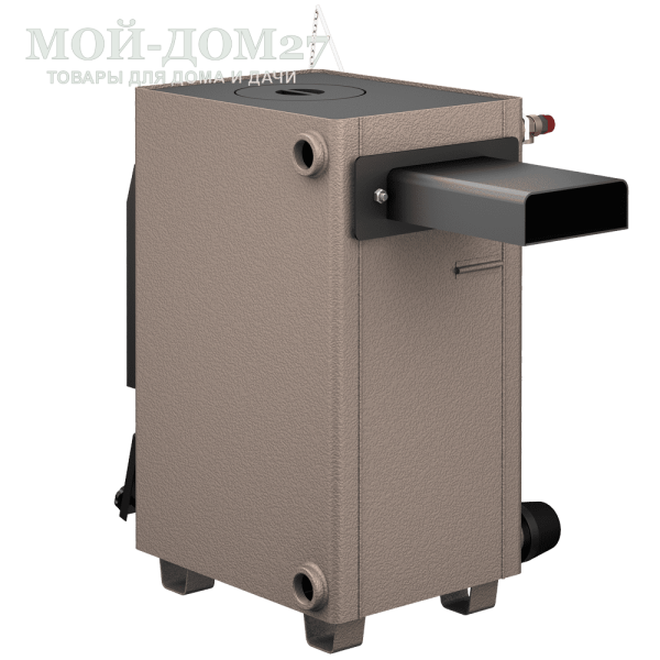 Твердотопливный котел КАРАКАН 10 ТПЭ-3 | Мой-Дом27 | Мощность 10 кВт (отапливаемая площадь до 100 м2)<br>
Котёл предназначен для работы на твёрдом топливе, имеет варочную плиту, с резьбовым фланцем для установки блока ТЭНов, рабочее давление в котле 3 кгс/см2.