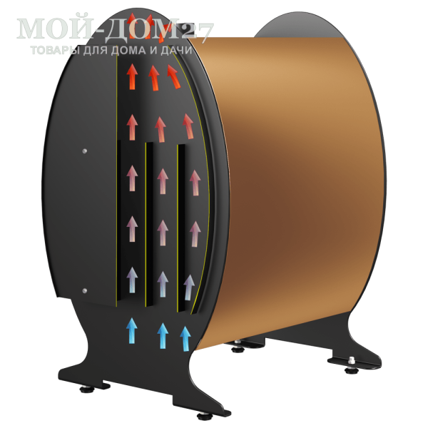 Печь отопительная ЭЛЛИ 200 | Мой-Дом27 | Печь ЭЛЛИ 200 предназначена для отопления жилых домов, дач и других помещений.
В качестве топлива используются дрова или древесные брикеты.
Конструктивные особенности:
- конвекционный кожух для быстрого нагрева воздуха;
- газоплотная загрузочная дверца;
- винт регулировки подачи воздуха на зольной дверце;
- выход дымохода - назад;
- шибер на дымоходе;
- регулируемые по высоте ножки.