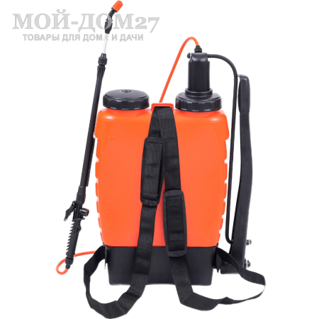 Опрыскиватель ранцевый 12 л. ЖУК классик (ОГ-112) | Мой-Дом27 | Бак, объемом 12 л, позволяет обрабатывать большие по площади участки, а универсальная конструкция предусматривает возможность переоборудования опрыскивателя для работы как правой, так и левой рукой.<br>
 Удобные плечевые ремни снимают напряжение в спине во время работы.<br>
 Расход рабочей жидкости 0,6-0,8 л/мин<br>
Регулировка распыла: от струи до тумана