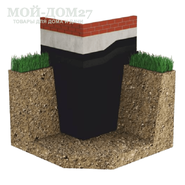 Профилированная мембрана ЭКО | Мой-Дом27 | Применяется для подготовки основания под фундаментную плиту, для защиты гидроизоляции заглубленных сооружений при обратной засыпке, защиты фундаментной плиты от капилярной влаги, санации влажных стен<br>
Поверхность мембраны эффективно распределяет давление грунта по всей площади основания или фундамента здания и сооружений. При этом исключается образование локальных (точечных) нагрузок.