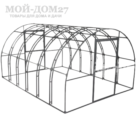 Каркас теплицы 3х4 СверхПрочная Усиленная | Мой-Дом27 | Ширина - 3 метра. Высота - 2,1 метра. Длина - 4 метра.<br>
 Выдерживаемая снеговая нагрузка - 300 кг/м2. Выдерживаемая ветровая нагрузка - до 22 м/с.<br>
 Оцинкованная профильная труба 20х20 мм<br>
 <b>Расстояние между дугами 0,65 метра. ДВОЙНАЯ ДУГА под дугой приварена еще одна дуга - толщина металла каждой дуги 1,2 мм.</b> Ширина двери 0,96 метра.<br>