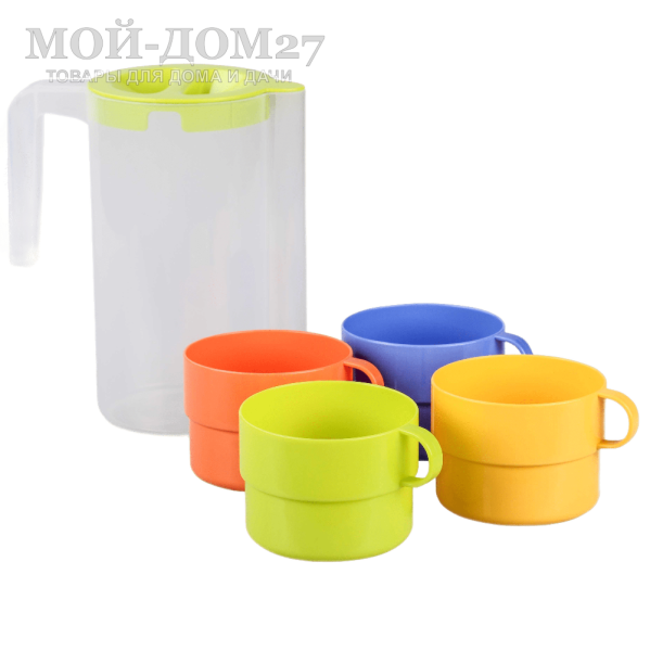 Набор Турист (Кувшин + 4 кружки) | Мой-Дом27 | Компактный набор для туризма и отдыха на природе.
Кувшин 1 л. - 1 шт.
Кружки 0,3 л. - 4 шт.