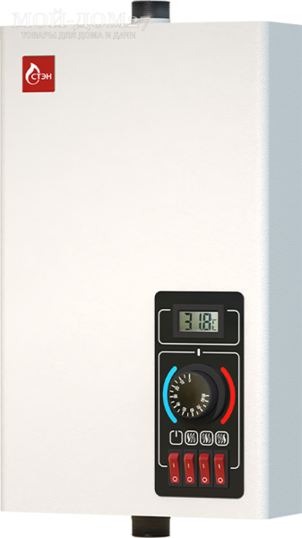 Электрический котел СТЭН Стандарт 6 кВт | Мой-Дом27 | <b>Общая мощность&nbsp;и каждой ступени:</b> 6 кВт (2+2+2 кВт)<br>
 <b>Электропитание:</b> 220 В / 380 В<br>Цифровое табло<br>
 <b>Площадь отапливаемого помещения: </b>60 м2<br>
 <b>Нагревательный элемент: </b>блок ТЭН из нержавеющей стали<br>
 <b>Рабочее давление:</b> не более 0,45 Мпа (45 метров водяного столба)<br>
 <b>Диаметр подключения и расположение:</b> 25 мм (сверху и снизу)<br>