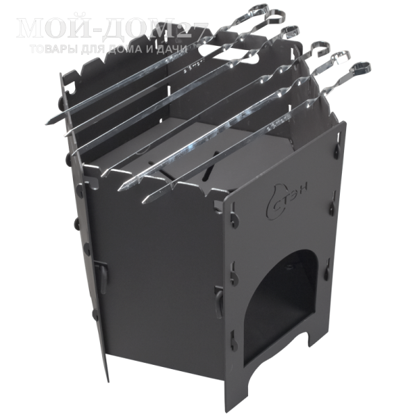 Печь под казан и мангал Казан-Мангал | Мой-Дом27 | Многофункциональная разборная печь «три в одном».
Варианты использования:
- как мангал для приготовления шашлыков;
- как печь для приготовления пищи на плите;
- как печь для приготовления пищи в казане 8-12 л. (казан малого размера устанавливается на накладное кольцо)