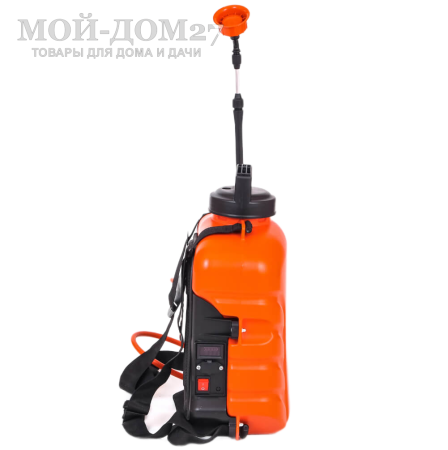 Аккумуляторный ранцевый опрыскиватель 12 л. ЖУК | Мой-Дом27 | Объем бака: 12 л.<br>
 Среднее время непрерывной работы: до 4 ч непрерывной работы<br>
 Удлиненный шланг брандспойта опрыскивателя - 1.5 метра<br>
 Дальность разбрызгивания: 0,5-2,5 м.<br>
Максимальное давление: 5,5 бар<br>
 Максимальный расход жидкости: 3,1 л/мин<br>
 Тип АКБ: кислотно-свинцовый<br>