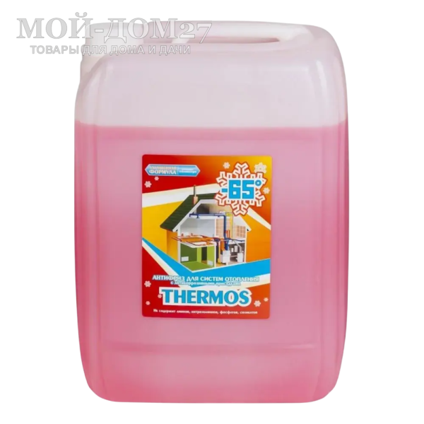 Антифриз Thermos 20 кг (до -65 град) | Мой-Дом27 | Используется как концентрат, с характеристиками от -65 С до +112 С, изготавливается на основе этиленгликоля, данный теплоноситель разбавляется дистиллированной водой. Данный теплоноситель разбавляется дистиллированной водой.